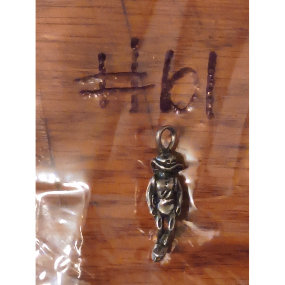 Vintage Anthropomorphic Standing Frog with Hat Charm Pendant Silver 925